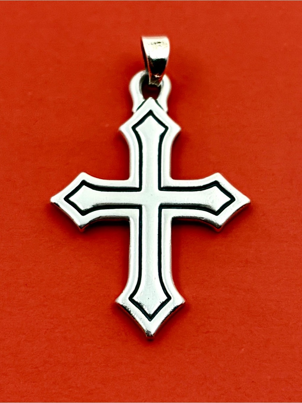 James Avery White and Black Accented Cross Pendant Necklace